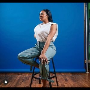 Blue D-Ring Strap PU Leather Pants